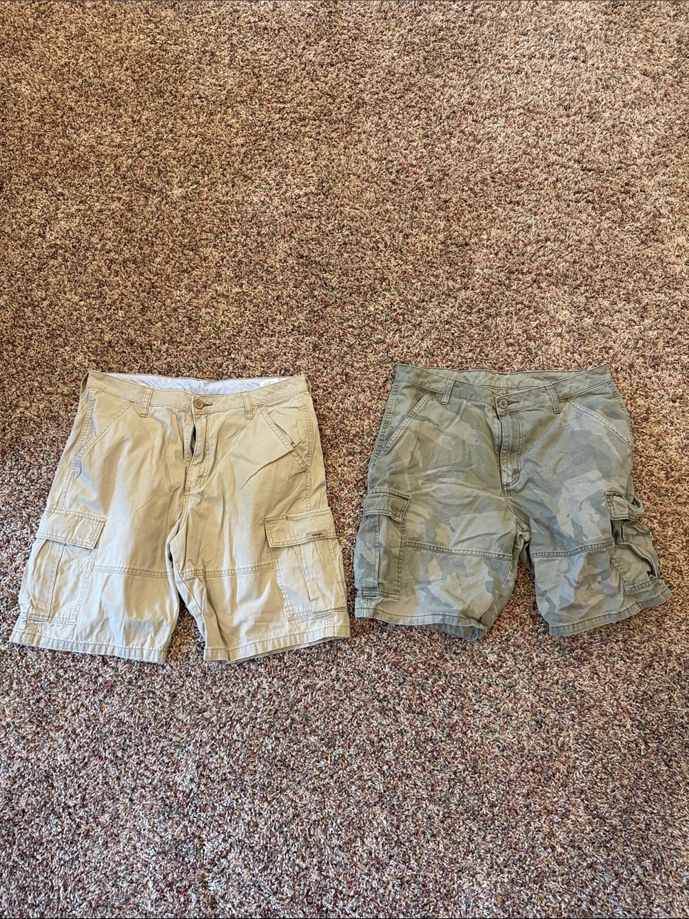 Wrangler Men's Cargo Shorts - Tan and Olive Camo